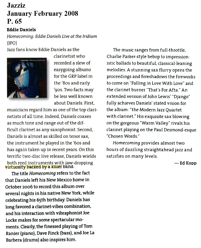 Jazziz Magizine January February 2008